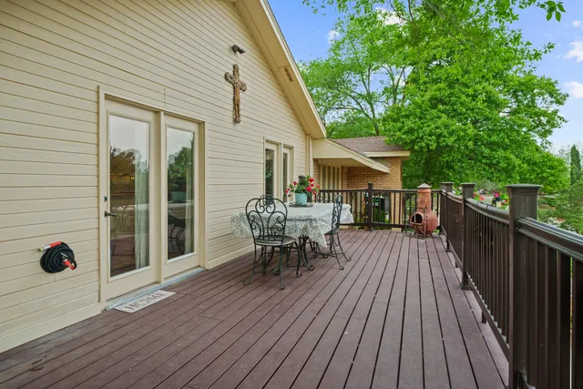 a view of a patio on the deck