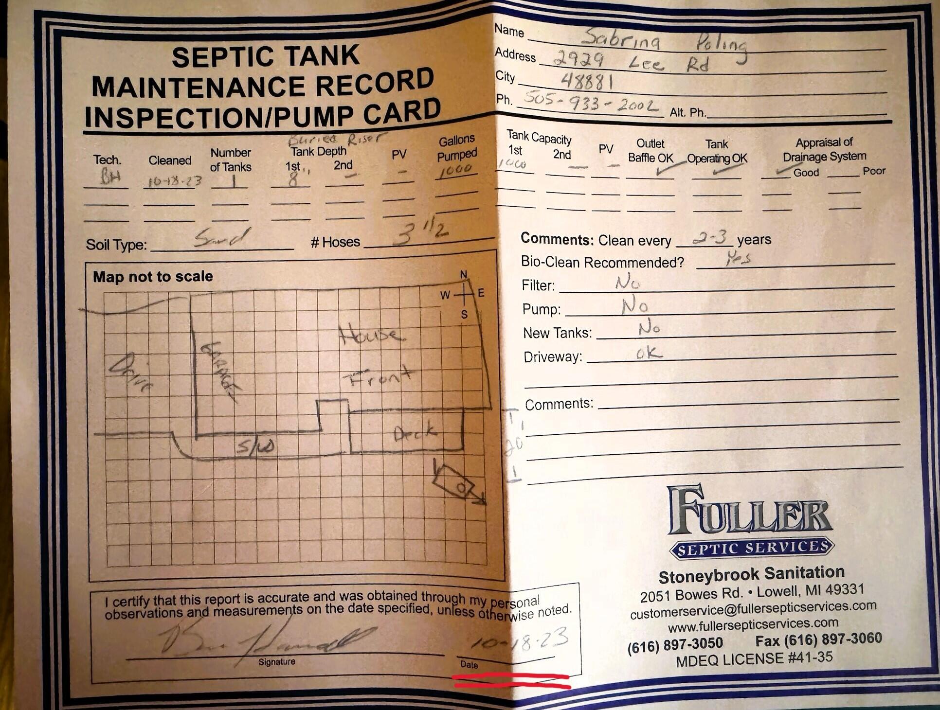 2929 Lee Road Saranac, MI 48881 - Photo 25 of 25 Pump Card