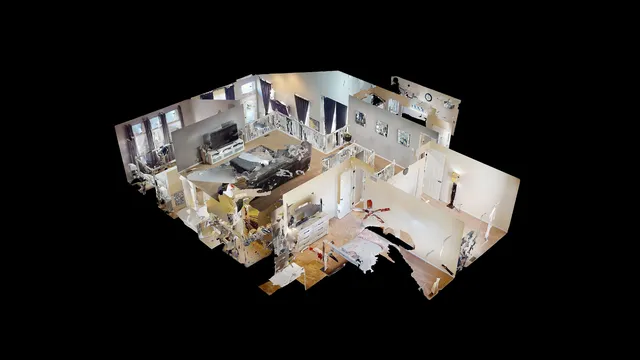 a white building with a view of living room