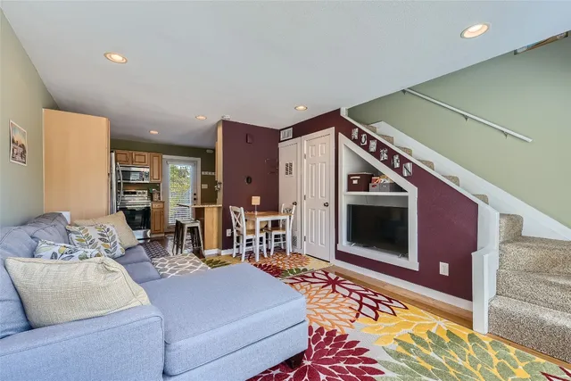 a living room with furniture