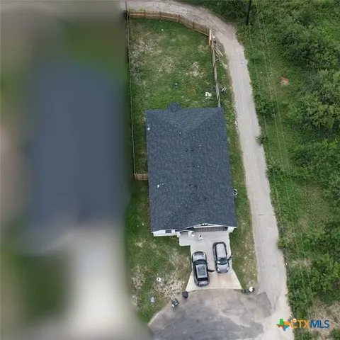 an aerial view of a house