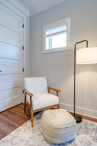 a room with a table and chairs