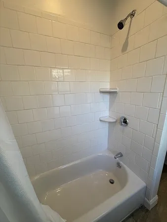 a bathroom with a bathtub
