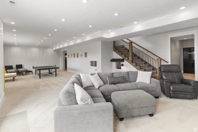 1354 South 800 East Mapleton, UT 84664 - Photo 73 of 129 room with recessed lighting and light colored carpet