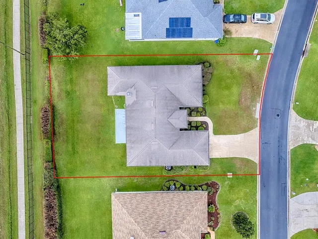 an aerial view of a house