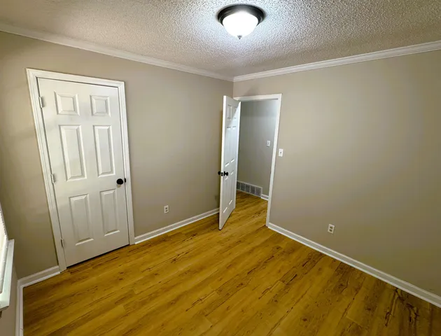 a view of a big room with closet and wooden floor