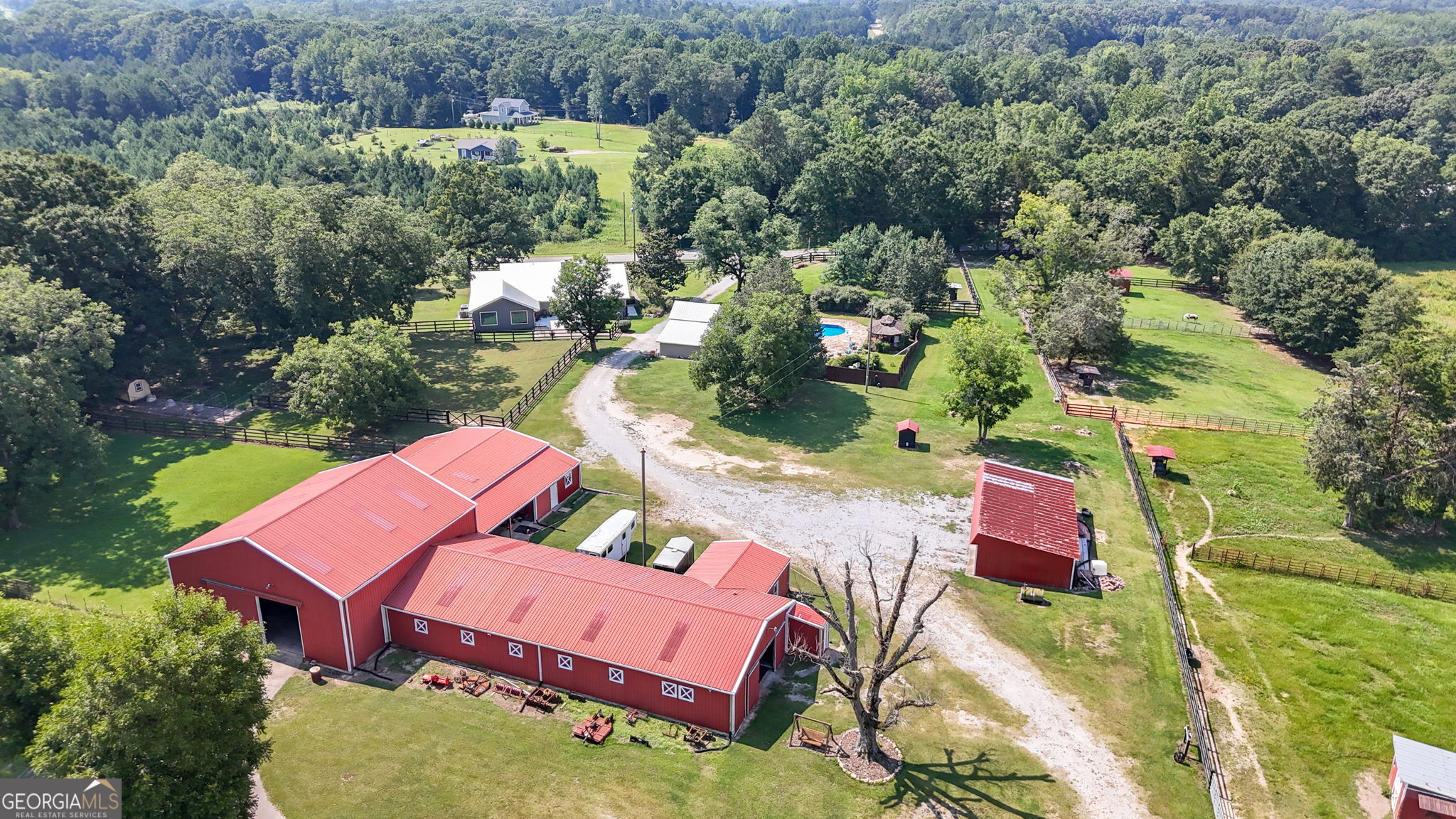 8272 Old Zebulon Road Molena, GA 30258 - Photo 34 of 53 an aerial view of a house with yard swimming pool and outdoor seating
