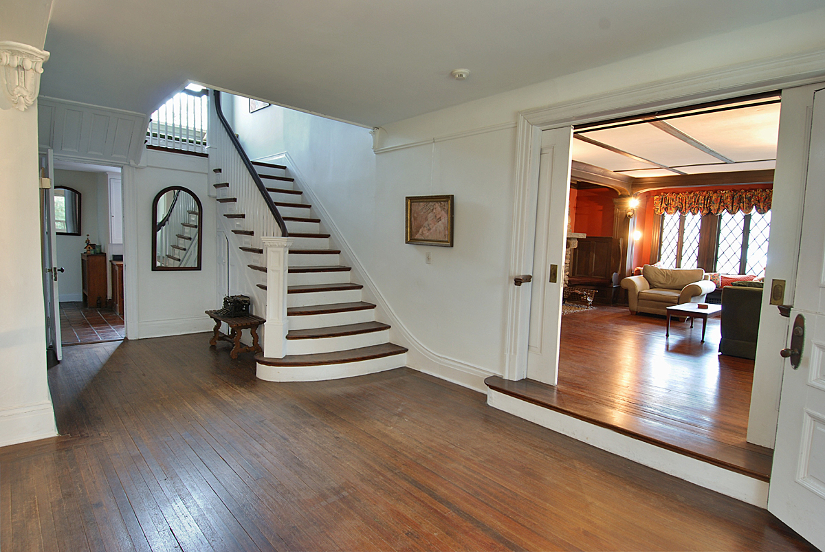 143 Gerdes Road New Canaan, CT 06840 - Photo 11 of 34 Foyer with tiger maple staircase