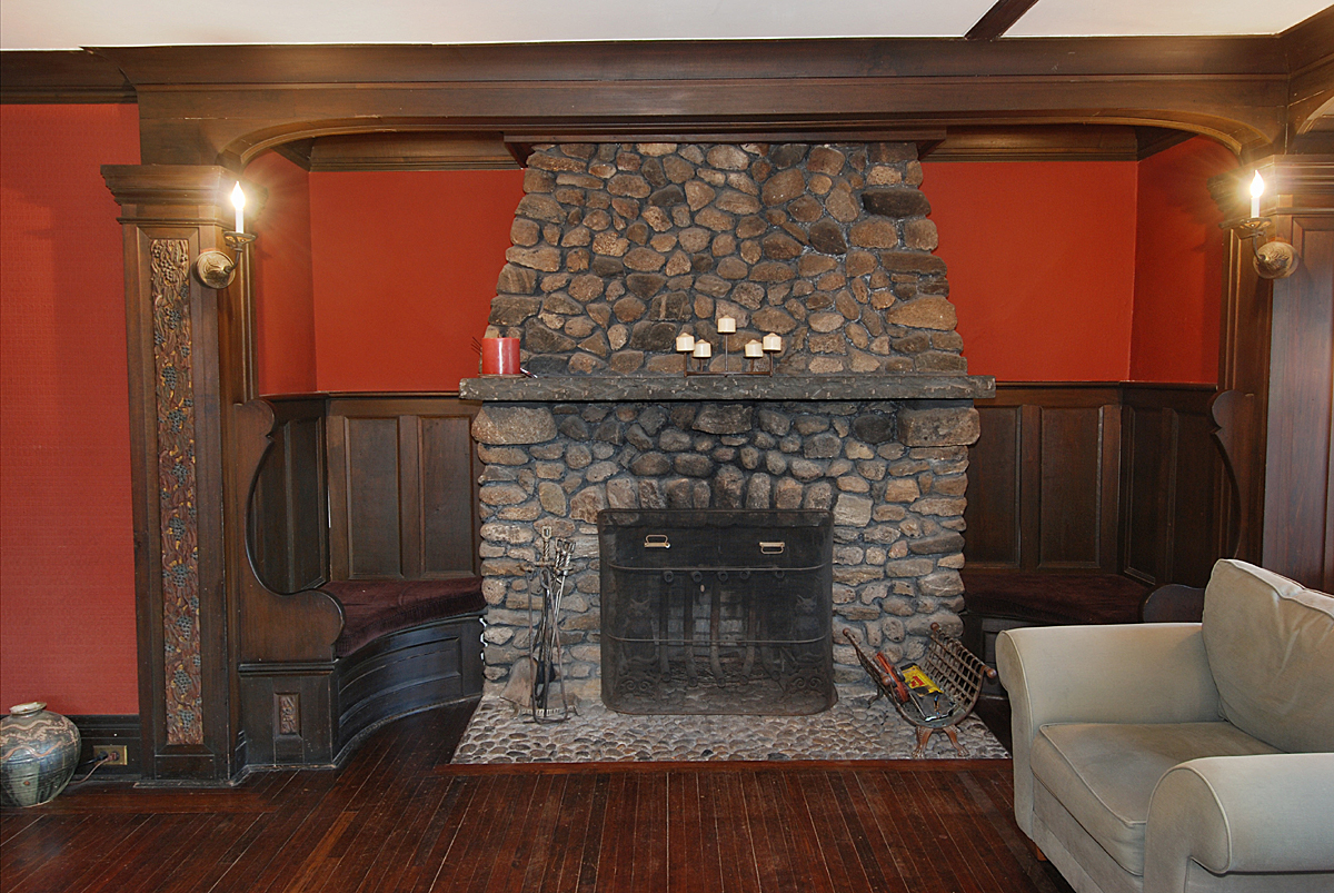 143 Gerdes Road New Canaan, CT 06840 - Photo 6 of 34 FR Stone fireplace and built -in seating