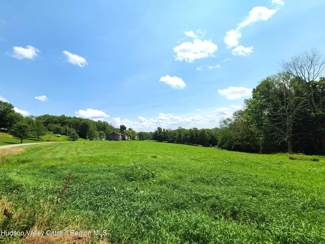 a view of a big yard with lots of green space