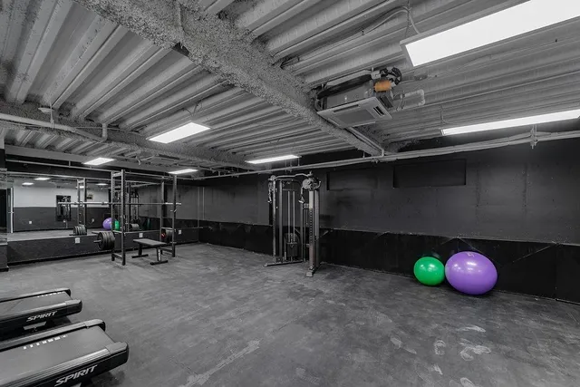 a view of room with wooden ceiling