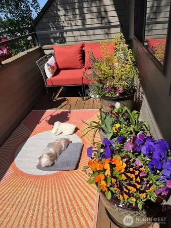 a outdoor view with a seating space