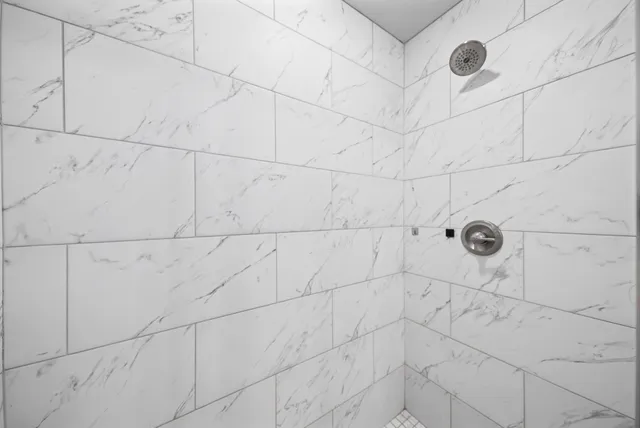 a bathroom with shower