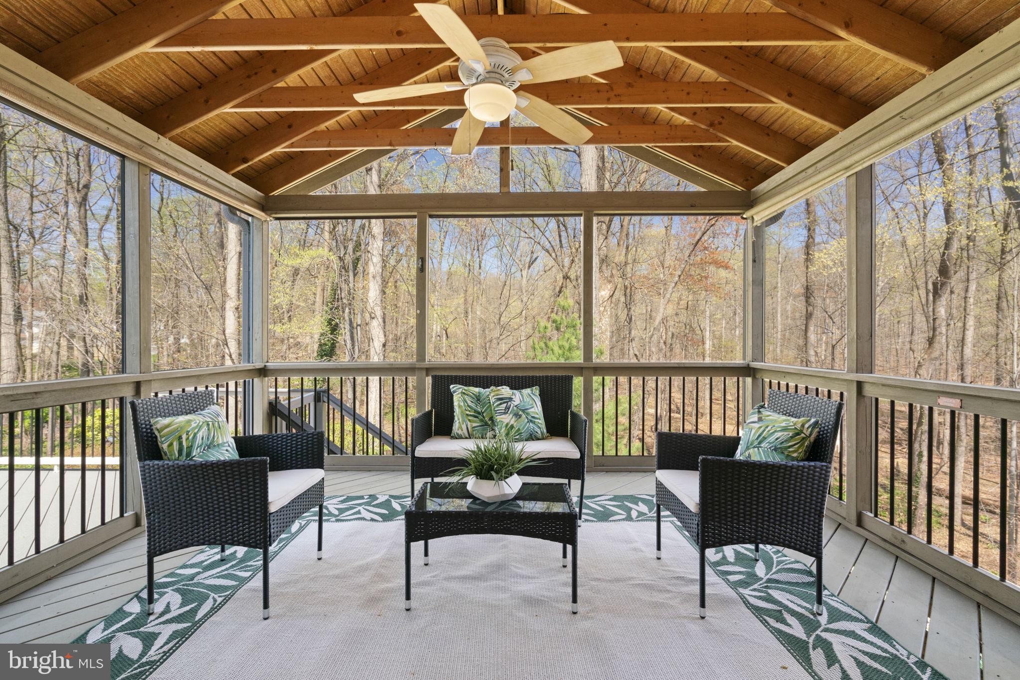 7102 Bear Court Springfield, VA 22153 - Photo 47 of 65 Gorgeous Screened in Porch with Lighted Fan