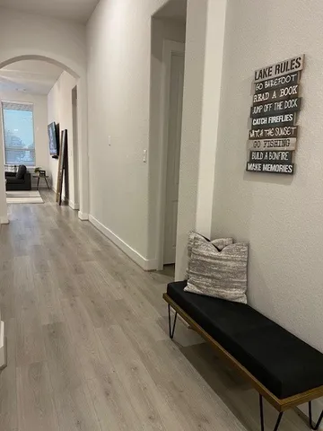 a room with a table and a chair