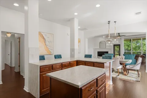 a very nice looking dining room with a table and chairs