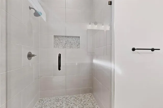 a view of a small space with a window