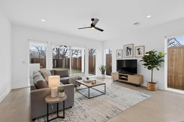a view of a livingroom with a staircase