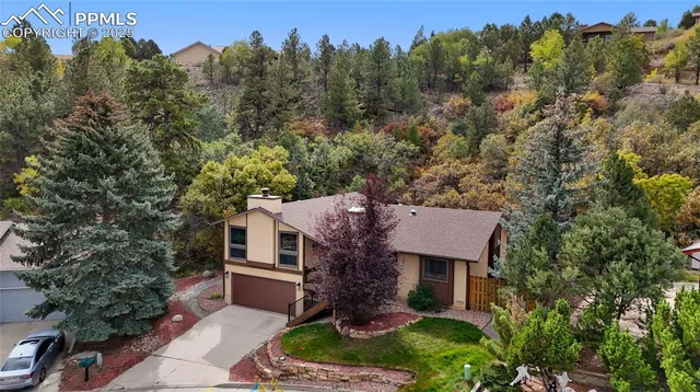 an aerial view of a house