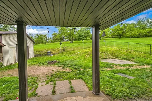 a view of a backyard with a plants and garden