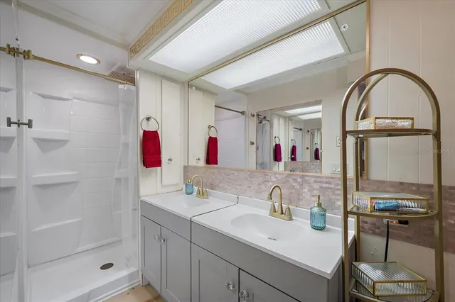 a bathroom with a shower