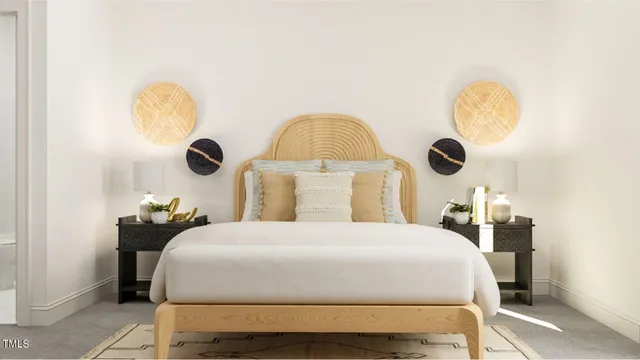 a bedroom with a bed and a chair