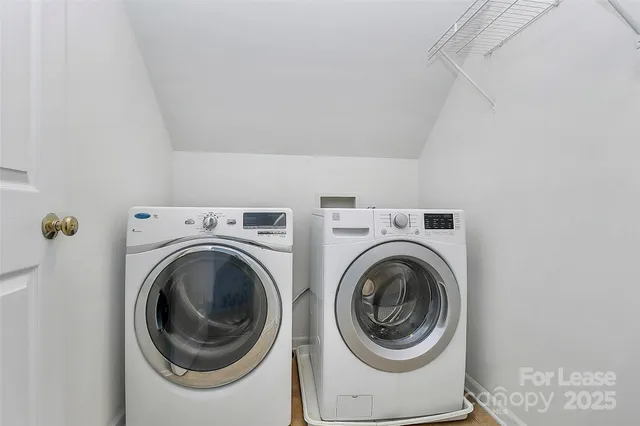 a utility room with dryer and washer