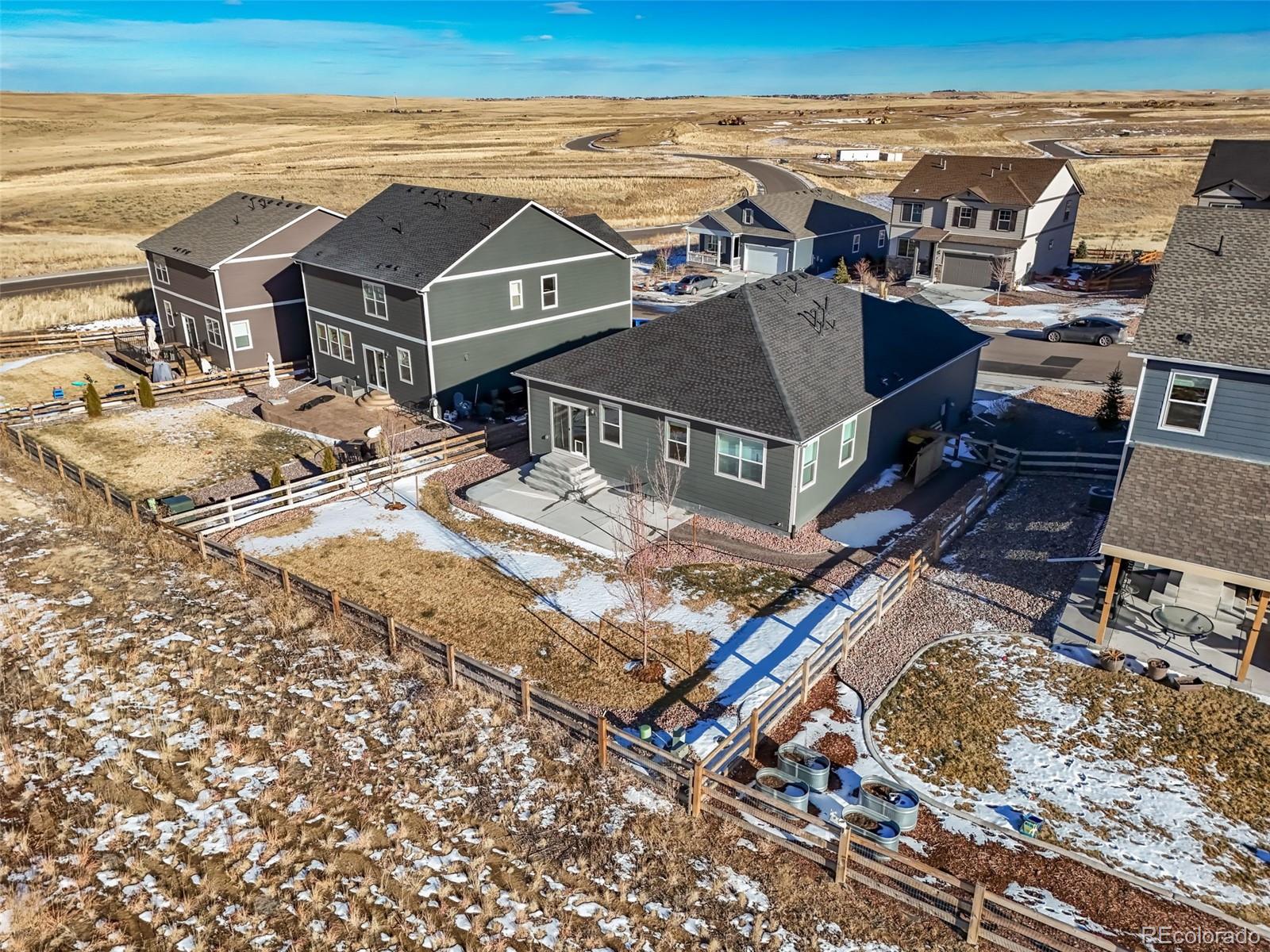 3018 Belleville Ridge Road Elizabeth, CO 80107 - Photo 29 of 32 an aerial view of a house with a ocean view