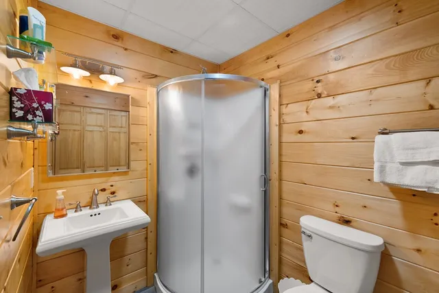 a view of balcony with wooden floor
