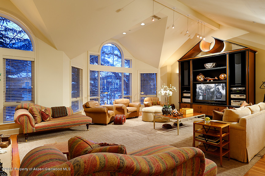 102 North Spring Street, Unit #2 Aspen, CO 81611 - Photo 1 of 18 a living room with furniture a fireplace and a flat screen tv