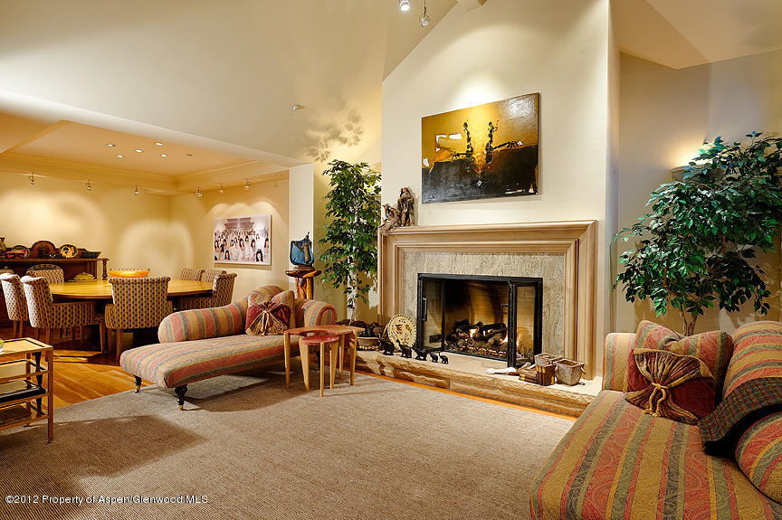 102 North Spring Street, Unit #2 Aspen, CO 81611 - Photo 3 of 18 a living room with furniture and a fireplace