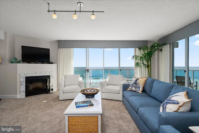 a view of a balcony and an ocean view