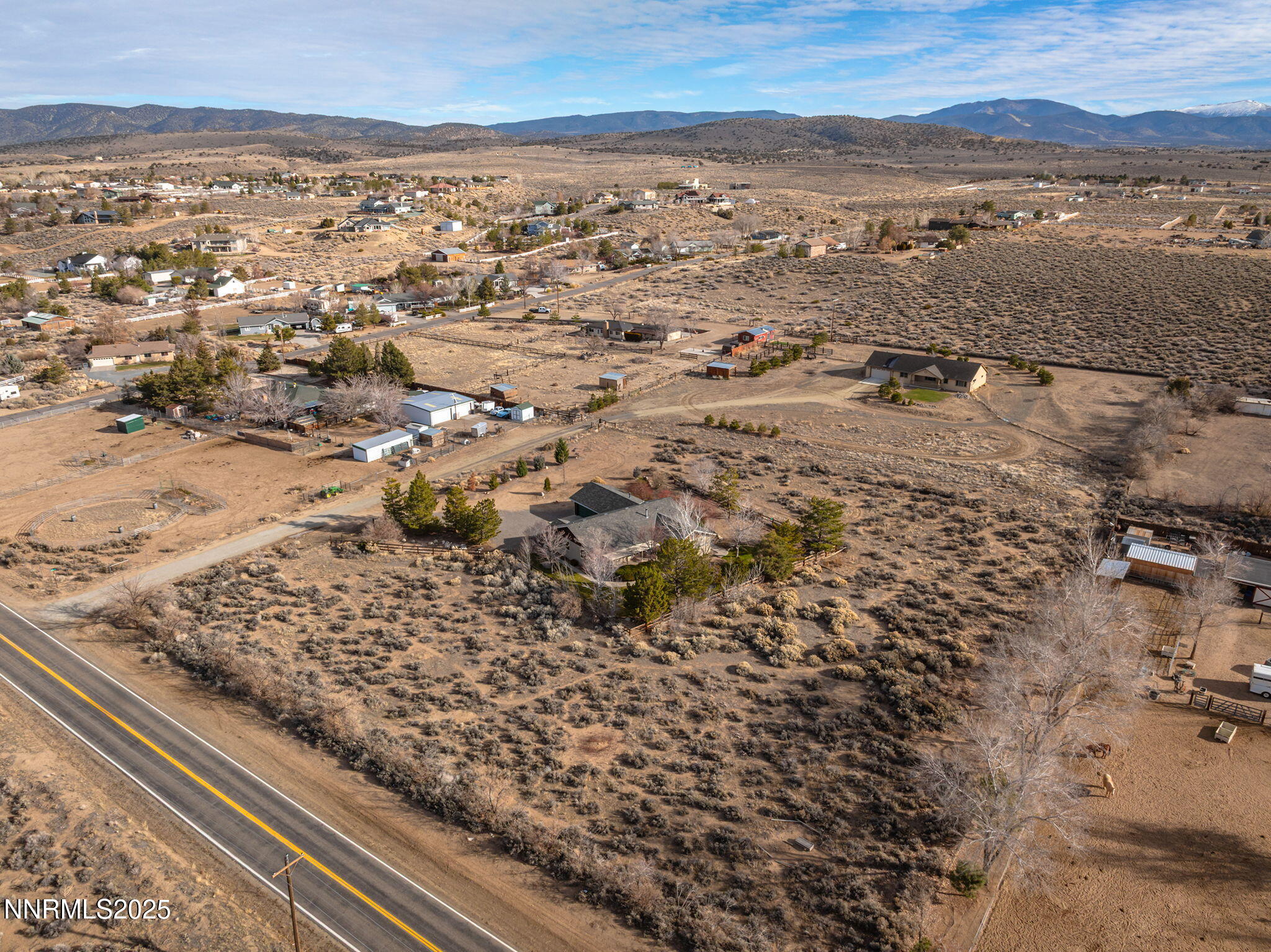 1653 Dees Lane Minden, NV 89423 - Photo 33 of 36 an aerial view of residential house with yard and mountain view in back
