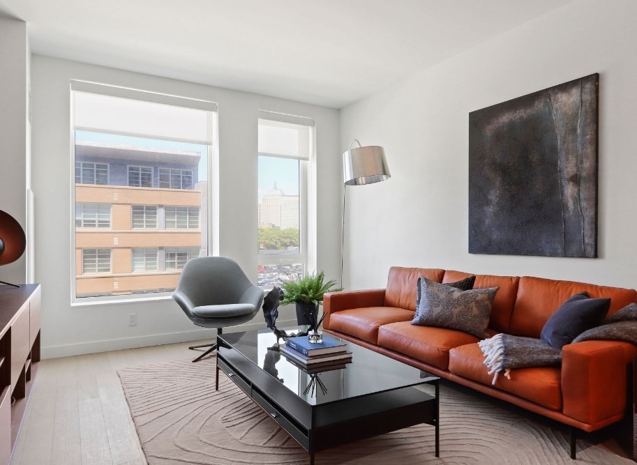 390 Harrison Avenue, Unit 416 Boston, MA 02118 - Photo 2 of 12 a living room with furniture and a potted plant