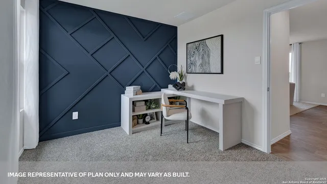 a view of a furniture in a room