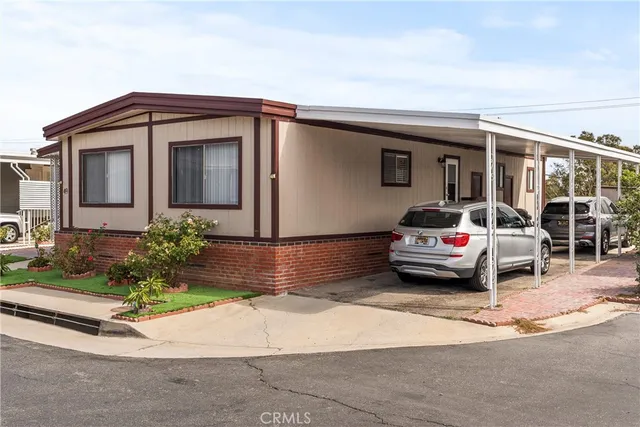 a car parked in front of a house