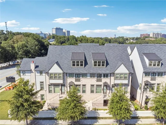 an aerial view of multiple houses