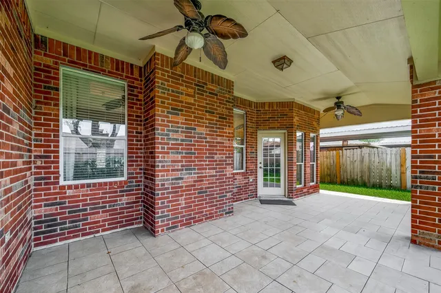 a view of backyard with green space