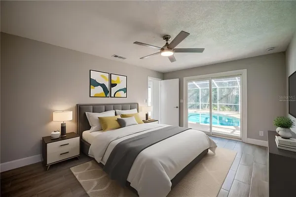 a bathroom with a shower sink double vanity and a mirror