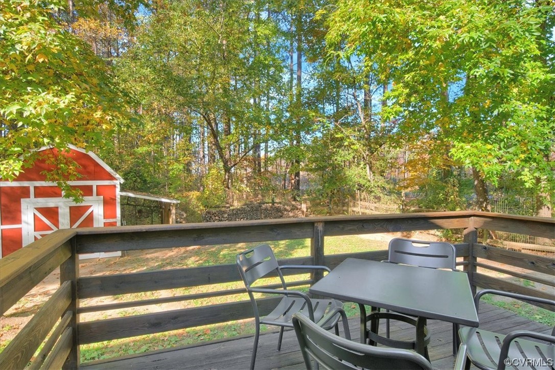 3350 Forest Grove Road Sandy Hook, VA 23153 - Photo 30 of 42 a view of a chairs and table on the deck