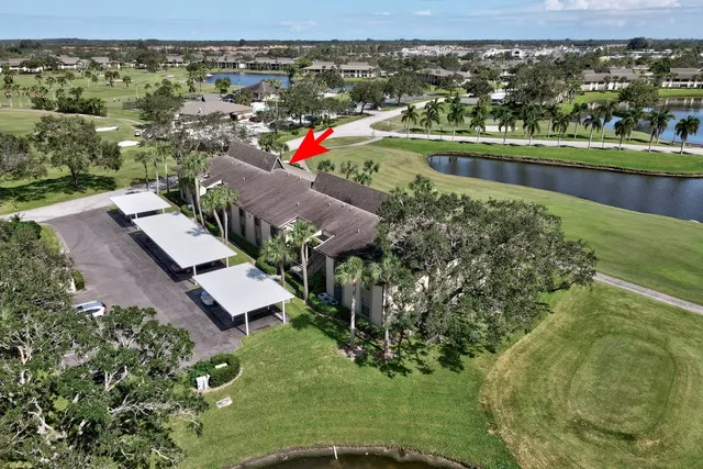 an aerial view of a house with a garden