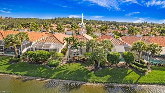 aerial view of a house with a garden