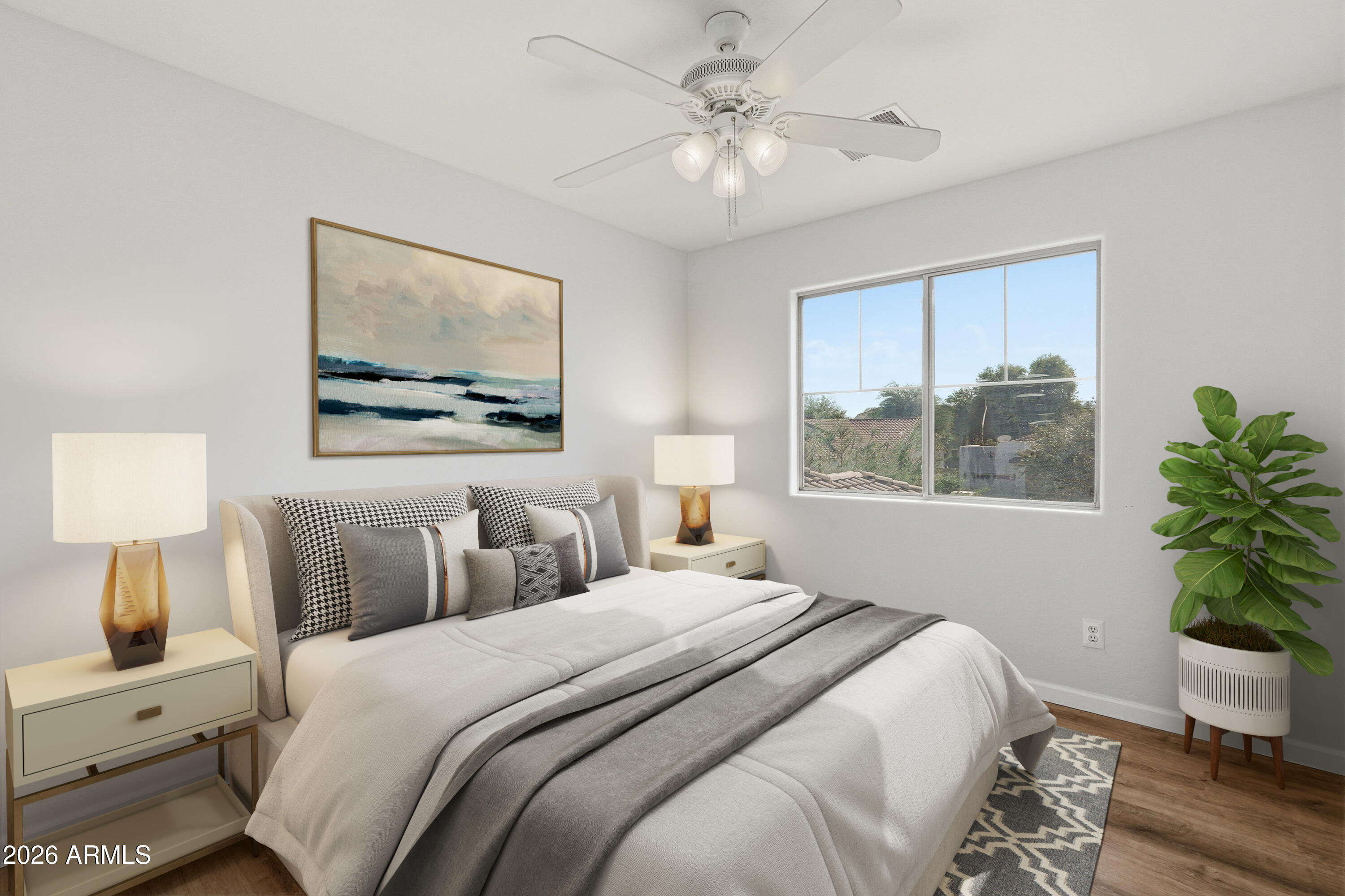 19760 East Mayberry Road Queen Creek, AZ 85142 - Photo 42 of 71 a bedroom with a large bed and a window