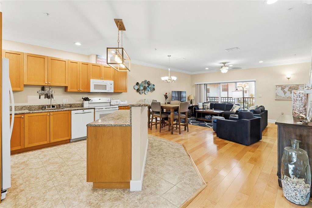 150 164th Avenue Redington Beach, FL 33708 - Photo 10 of 64 a living room with stainless steel appliances kitchen island granite countertop a table chairs microwave and sink