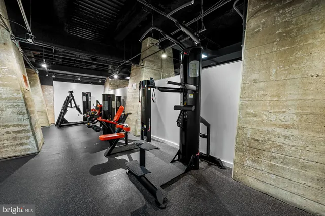 a view of a room with gym equipment