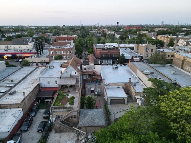 an aerial view of a city