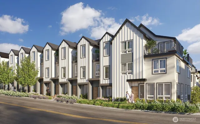 a front view of multiple houses