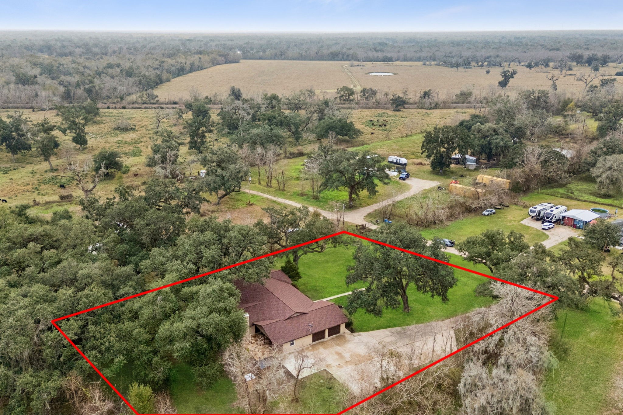 185 Hunters Lane Sweeny, TX 77480 - Photo 18 of 22 an aerial view of house with yard and ocean view