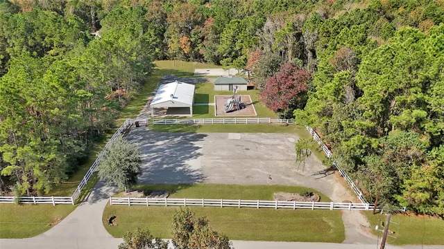 an aerial view of a house