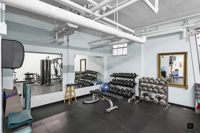 a view of a room with gym equipment